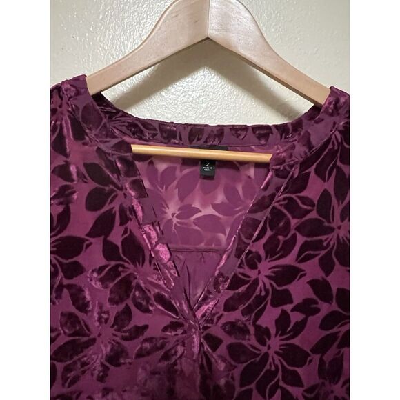 Torrid Burnout Velvet Floral Long Sleeve Blouse Magenta Boho Sz 2 Stunning - Picture 8 of 11